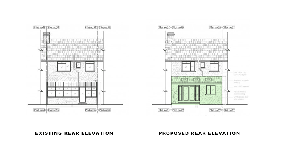 rear elevations for portfolio article on single storey rear extension