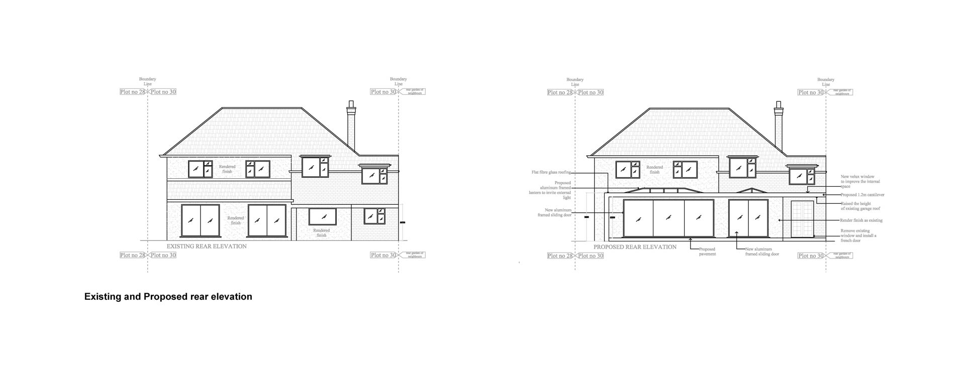 Surrey council Existing and Proposed Rear Elevation