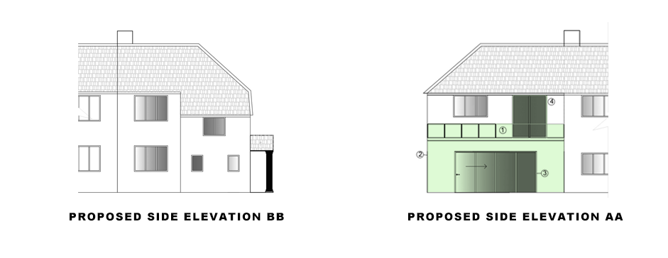 side elevations for article on Roof Terrace & Garage conversion in Croydon