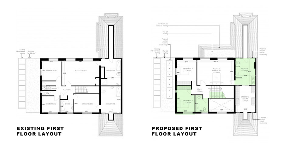 Surrey-Esher-Single-Storey-Extension-Existing-and-Proposed-First-Floor-Layout