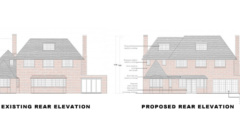 Surrey-Esher-Single-Storey-Extension-Existing-And-Proposed-Rear-Elevation