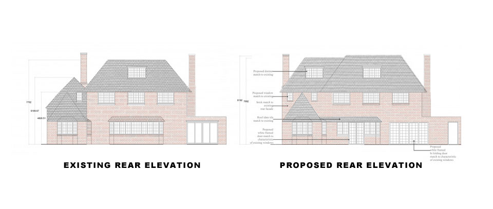 Surrey-Esher-Single-Storey-Extension-Existing-and-Proposed-Rear-Elevation