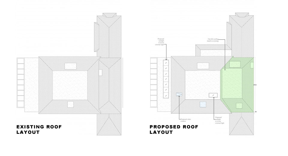 Surrey-Esher-Single-Storey-Extension-Existing-and-Proposed-Roof-Layout