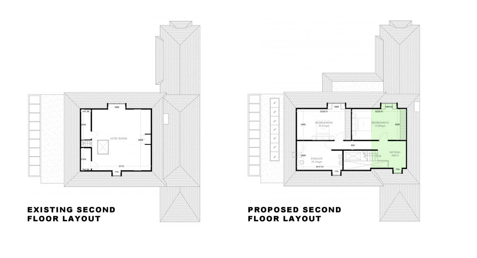 Surrey-Esher-Single-Storey-Extension-Existing-and-Proposed-Second-Floor-Layout