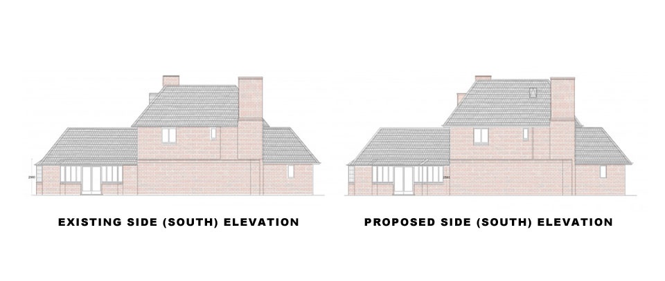 Surrey-Esher-Single-Storey-Extension-Existing-and-Proposed-Side-Elevation-South