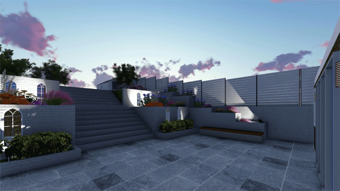 3D render of garden in article on extension and landscaping