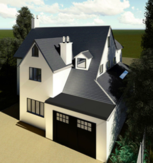 3d render of front for portfolio article on single and double storey extensions