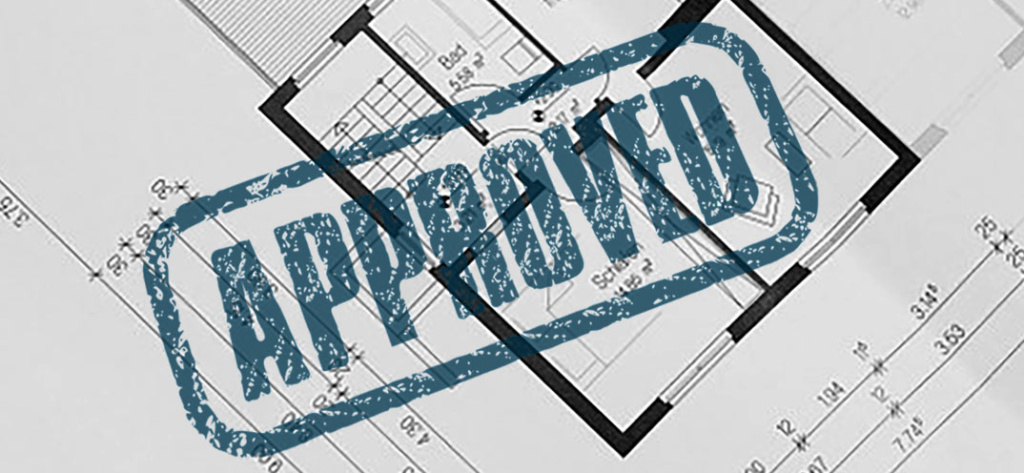 planning application drawing with approval stamp