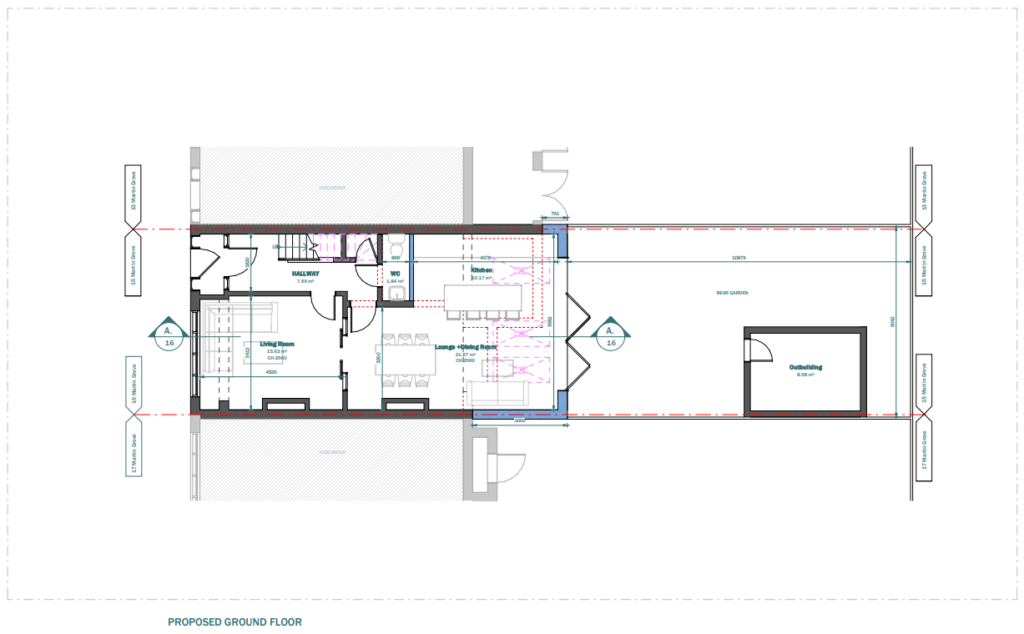 Modest 3m Kitchen extension to provide new living, dining & kitchen space.