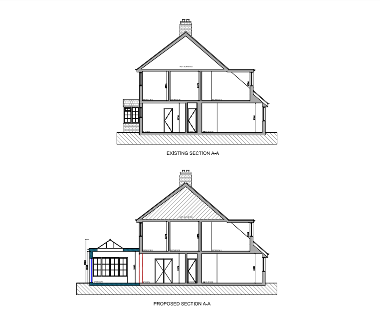 Proposed front porch and rear orangery